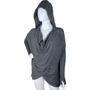 Athleta Purana Wrap Hoodie‎ Sweatshirt Womens XS Gray Pullover Ballet Oversized